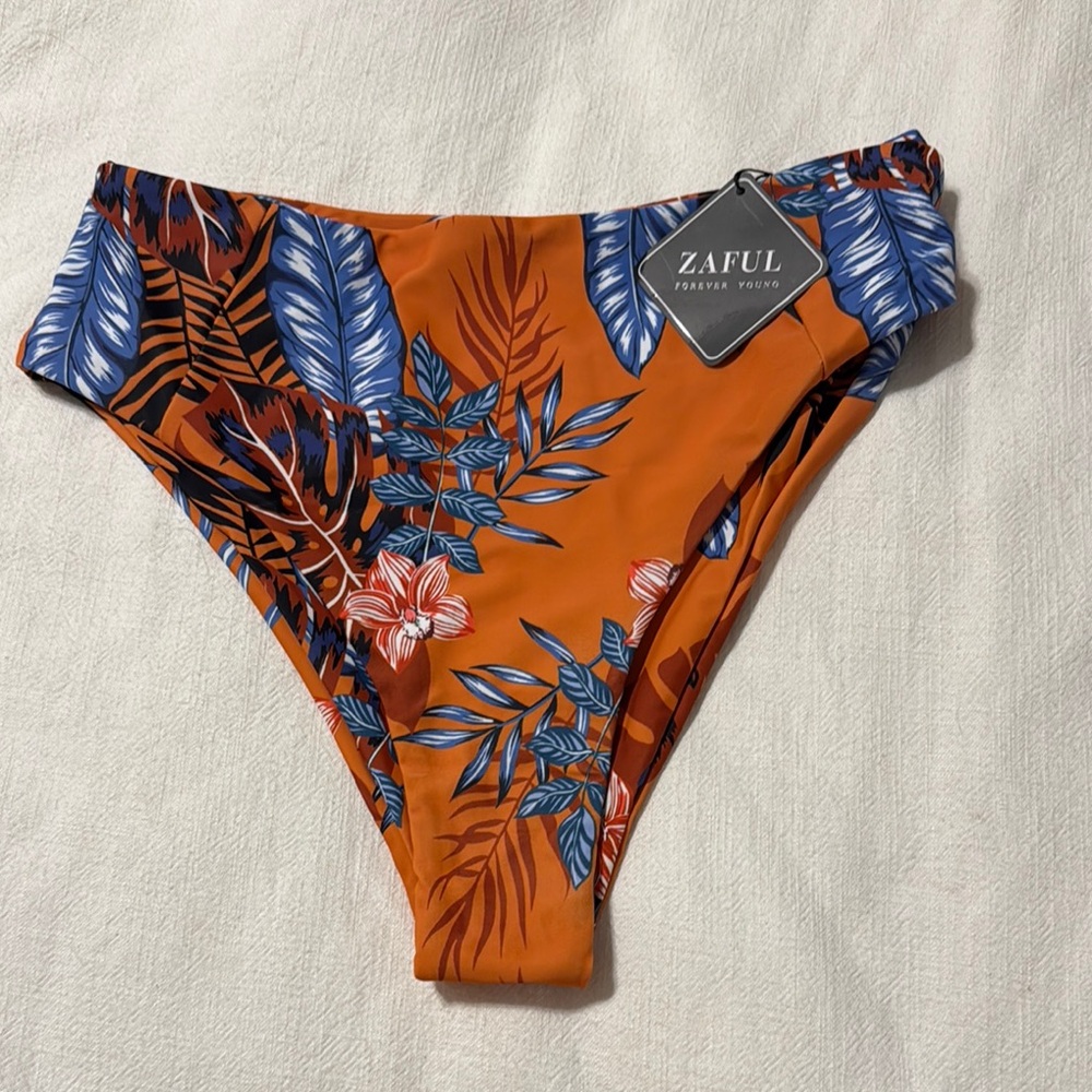 Zaful Orange Floral Bikini Bottom